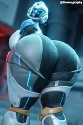 3d armor armored ass back_view bent_over big_ass big_butt blender blue_eyes blue_glow bubble_butt butt_focus clothed doonography female female_focus female_only fortnite fortnite:_battle_royale frown glowing helmet hologram huge_ass huge_butt leaning_forward looking_back low-angle_view massive_ass massive_butt nervous_sweat paradigm_(fortnite) power_suit sad sexy_butt smiley_face solo thick_thighs thighs visor watermark