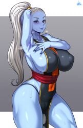 angel angel_(dragon_ball) dragon_ball dragon_ball_super half-dressed jmg light-skinned_female light_skin ponytail sideboob tagme vados