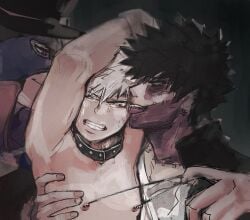 angry_face angry_sub atsuhiro_sako bakugou_katsuki collar dabi darkline gay katsuki_bakugou male male_only mr._compress my_hero_academia nipple_chain nipple_piercing nipple_play nipple_pull nipple_torture no_visible_genitalia nude_male_clothed_male pulling_nipples questionable_consent sako_atsuhiro threesome todoroki_touya touya_todoroki yaoi