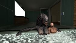 3d 3d_(artwork) alien alien_vs._predator_(franchise) commander_shepard crossover digital_media_(artwork) dreadlocks duo female female_yautja halhatatlanhalando hi_res human humanoid interspecies jacuzzi larger_female male male/female maleshep mammal mass_effect muscular muscular_male predator_(franchise) size_difference smaller_human smaller_male source_filmmaker xenophilia yautja