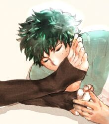 barefoot darkline feet feet_fetish foot_fetish foot_focus gay izuku_midoriya katsuki_bakugou kissing_feet male male_only my_hero_academia stirrup_legwear tagme touching_feet yaoi