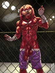 abs anthro audience boxing_shorts cage chain-link_fence echidna fence fighting_ring foreskin genitals group hand_wraps hi_res iudicium86 knuckles_the_echidna male male_only mammal monotreme muscular nipples penis sega solo sonic_(series) sonic_the_hedgehog_(series) text vein veiny_penis wraps