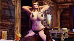 1boy 1girls 3d blizzard_entertainment blonde_hair cowgirl_position dark-skinned_male dark_skin desaelynn_lightshield fishnet huge_breasts human human_(world_of_warcraft) interracial justicaralb light-skinned_female light_skin lingerie original_character sex thick_thighs vaginal_penetration vaginal_sex warcraft wide_hips world_of_warcraft