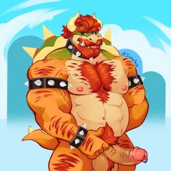 2023 abs anthro arm_hair armband balls barazoku beard bedroom_eyes belly biceps big_balls big_muscles big_penis blep body_hair bowser bowser_day bracelet chest_hair cloud collar darkoz_panda day erection eyebrows facial_hair genital_piercing genitals hair hairy happy_trail hi_res horn huge_muscles humanoid_genitalia humanoid_penis jewelry koopa leg_hair looking_at_viewer male male_only mario_(series) musclegut muscular muscular_anthro muscular_male narrowed_eyes navel nintendo nipples non-mammal_balls non-mammal_nipples nude outdoors outside pecs penis penis_piercing piercing prince_albert_piercing pubes scalie seductive shell sky smile solo spiked_armband spiked_bracelet spiked_collar spiked_shell spiked_tail spikes spikes_(anatomy) standing super_mario_bros. tail teeth text tongue tongue_out url vein