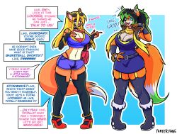2girls anthro bimbofication bra fanterfane female fully_clothed furry high_heels huge_ass huge_breasts implied_transformation lips midriff navel panties revealing_clothes thick_thighs wide_hips