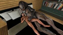 3d 3d_(artwork) alien alien_vs._predator_(franchise) commander_shepard crossover digital_media_(artwork) dominant_female dreadlocks duo female female_yautja halhatatlanhalando handjob hi_res human humanoid interspecies larger_female male male/female maleshep mammal mass_effect muscular muscular_male on_bed predator_(franchise) size_difference smaller_human smaller_male source_filmmaker submissive submissive_human submissive_male xenophilia yautja