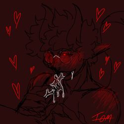 1boy blowing blowjob claws demon demon_boy demon_horns demon_tail face_closeup fangs non-human saliva saliva_string saliva_trail tomthepoppy tongue wilbur_soot wilbursoot