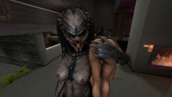 3d 3d_(artwork) alien alien_vs._predator_(franchise) commander_shepard crossover digital_media_(artwork) dominant_female dreadlocks duo female female_yautja halhatatlanhalando hand_on_butt hi_res human humanoid interspecies larger_female male male/female maleshep mammal mass_effect muscular muscular_male predator_(franchise) size_difference smaller_human smaller_male source_filmmaker submissive submissive_human submissive_male xenophilia yautja