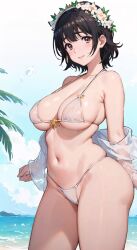 ai_generated bikini black_hair brown_eyes female short_hair space_o_space stable_diffusion to_aru_kagaku_no_railgun to_aru_majutsu_no_index uiharu_kazari