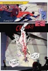 2d comic_page female gwen_stacy kbmon marvel miguel_o'hara multiple_boys multiple_girls no_sex peter_b_parker speech_bubble spider-gwen spider-man spider-man:_across_the_spider-verse spider-man_(series) spider-man_2099 tagme