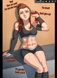 1girls brigitte brigitte_lindholm brown_hair coonfist female female_only fit_female fitness fitness_model fully_clothed muscles only_female overwatch overwatch_2 solo zacart41