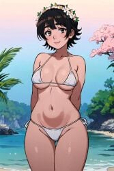 ai_generated bikini black_hair brown_eyes female short_hair space_o_space stable_diffusion to_aru_kagaku_no_railgun to_aru_majutsu_no_index uiharu_kazari