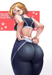 1girls ass back_view big_ass big_butt blonde_hair butt cammy_white capcom dat_ass fat_ass female female_only fully_clothed huge_butt light-skinned_female light_skin luxpineapple pants_pull pawg solo sports_bra street_fighter street_fighter_6 thick_thighs yoga_pants