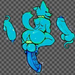 anthro big_ass big_ass_(male) big_penis blue_skin ectopenis femboy furry ghost ghost_penis velvetdraw