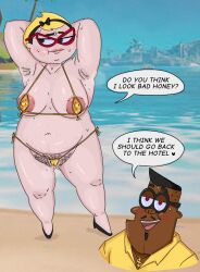 armpit_stubble bbw big_belly big_breasts big_nipples bikini cartoon_network chubby chubby_female clothed crullet dialogue english_text excessive_pubic_hair hairy hairy_pussy ineffective_clothing irwin_(grim_adventures) mandy_(billy_and_mandy) mature_female meme milf motoanexo