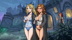 3girls castle enchanted gryffindor harry_potter hermione_granger hogwarts hogwarts_school_uniform hogwarts_student innocent_witches luna_lovegood magic_wand mind_control nighttime nipple_bulge no_bra nola_corey pantsless ravenclaw sad_crab scerg siserg slytherin slytherin_tie spellbound witch wizard_robe