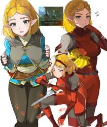 1girls banana belt blade blonde_hair bodysuit cape disguise eating green_eyes hi_res knife mask multiple_versions nintendo ormille pants pointy_ears princess_zelda ripped_bodysuit ripped_clothes ripped_clothing short_hair skin_tight solo tears_of_the_kingdom the_legend_of_zelda tight_clothing weapon yiga_clan yiga_zelda zelda_(tears_of_the_kingdom)