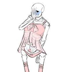 1boy 2010s animated_skeleton babydoll blue_blush blush bow_panties covering_face crossdressing embarrassed hand_covering_face hand_on_face hand_on_own_face lingerie looking_away male male_only nightgown nsfwgarbagedump_(artist) panties pink_legwear pink_nightgown pink_panties pink_stockings pink_thighhighs sans sans_(undertale) simple_background skeleton solo stockings thighhighs undertail undertale undertale_(series) underwear white_background
