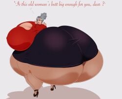 1girls ass_bigger_than_body ass_bigger_than_breasts ass_bigger_than_head ass_bigger_than_torso big_breasts colossal_ass enormous_ass enormous_breasts gilf grandmother huge_ass huge_breasts hyper hyper_ass hyper_breasts kansais looking_at_viewer looking_back massive_ass solo_female tagme talking talking_to_viewer text underass