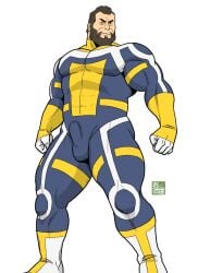 1boy 2023 bara barazoku beard bulge clothing daddy facial_hair gay hairy hi_res highres invincible invincible_(comics) invincible_(tv_series) male male_focus male_only manly muscles muscular muscular_male penis_outline solo solo_male the_immortal tight_clothing