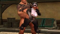 anthro bear blizzard_entertainment duo erontauren female hi_res human male male/female mammal pandaren warcraft