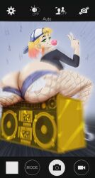 1girls ass_bigger_than_breasts ass_bigger_than_head ass_cleavage ass_fishnet backwards_baseball_cap backwards_cap big_eyes blonde blonde_female blonde_hair boombox bottom_heavy bubblegum butt_crack cap enormous_ass fat_ass female fishnets gold_boombox_(prevence) green_eyes huge_ass hyper hyper_ass kansais lard_ass looking_at_viewer looking_back massive_ass multicolored_hair overflowing_ass pawg ponytail posing posing_for_picture showing_off showing_off_ass solo_female tagme thick_ass v