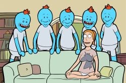 1girls adult_swim female female_focus male meme mr_meeseeks multiple_boys piper_perri_surrounded rick_and_morty summer_smith tagme trpxart