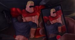 bara bob_parr dad diocturn gay machine male male/male male_focus male_only mr._incredible public_humiliation public_nudity recording self_upload sucking_nipples superhero tagme the_incredibles unseen_male_face