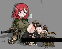 after_rape bar_censor bike_shorts breasts censor_bar censored censored_genitalia cum cum_inside cum_on_body cum_on_breasts cum_on_face cum_on_hands cum_on_thighs cum_on_upper_body dutchko forced knee_pads long_bar_censor love_live! military_boots military_clothing nipple_bulge nipples_visible_through_clothing nishikino_maki pink_hair purple_eyes restrained restrained_arms restrained_legs