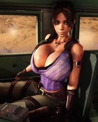 1girls 3d 3d_animation 4:5 alternate_breast_size animated big_breasts breasts breasts_bigger_than_head capcom cleavage clothed clothed_female dark-skinned_female dark_skin female female_only gigantic_breasts huge_breasts human human_female human_solo in_vehicle large_breasts long_video longer_than_one_minute mp4 resident_evil resident_evil_5 sheva_alomar solo solo_female sound tagme tattoo tattoo_on_arm thighs vaako vertical_video video