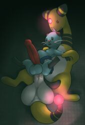 absurd_res ampharos anal balls big_balls big_penis blue_body blue_fur dewott digital_media_(artwork) duo feral from_behind_position fur generation_2_pokemon generation_5_pokemon genitals gmad hi_res huge_balls huge_cock lying male nintendo on_back penis pokemon pokemon_(species) sex size_difference spread_legs spreading stomach_bulge yellow_body yellow_fur