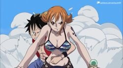 animated artyum99 bikini bikini_top bouncing_ass breasts female jiggle jiggling_breasts male monkey_d_luffy nami no_sound one_piece pre-timeskip riding tagme video