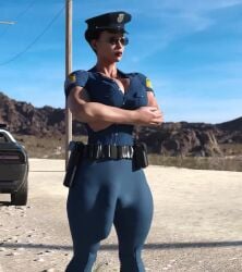 1futa 3d animated bulge cameltail cleavage erection erection_under_clothes flaccid futa_only futanari large_breasts muscular_futanari no_sound outdoors penis police police_uniform policewoman serge3dx shorter_than_10_seconds solo standing sunglasses tagme video