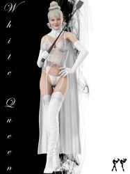 3d bdsm_gear blonde_hair blue_eyes bondage corset emma_frost hellfire_club lingerie marvel marvel_comics navel panties render renderpretender riding_crop see-through see-through_clothing see-through_panties white_queen x-men