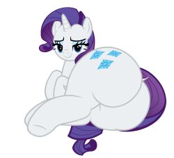 1girls absurdres accurate_art_style ass ass_focus bedroom_eyes big_ass bubble_butt female huge_ass looking_at_viewer lying_down mare mrvector my_little_pony my_little_pony_friendship_is_magic plump pony purple_hair rarity_(mlp) simple_background smile solo tagme tail transparent_background unicorn white_fur