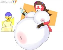 1boy 1girls belly_expansion belly_inflation big_belly big_breasts bruh canada_(countryhumans) countryhumans countryhumans_girl expansion female hat inflated_belly inflation inflation_fetish jeff194 male orange_eyes pink_nipples simple_background transparent_background ukraine_(countryhumans) white_background