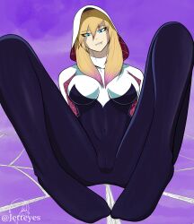 1girls 2023 2d 2d_(artwork) ass big_breasts blonde_hair blue_eyes breasts cameltoe clothed clothing color colored dyed_hair feet ghost_spider gwen_stacy hood hood_up jetteyes legs legs_apart lip_ring looking_down marvel marvel_comics piercing pussy pussy_visible_through_clothes smirk spandex spider-gwen spider-gwen_(series) spider-man:_across_the_spider-verse spider-man:_into_the_spider-verse spider-man_(series) thighs tight_clothes tight_clothing