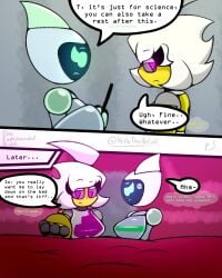 2girls comic comic_page female female_only geometry_dash marra_(yellolight) one_experimental_night_(yellolight) robot robot_girl trianna_(yellolight) yellolight