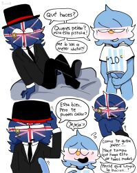 2boys argentina_(countryhumans) countryhumans male male_only princedoesstuff simple_background spanish_text text united_kingdom_(countryhumans) white_background yaoi