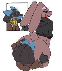 big_ass bubble_butt dogfluid huge_ass lopunny lucario male_only pokemon pokemon_(species) second-party_source