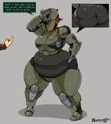 assaultron bbw chubby dialogue fallout fat_ass huge_ass imadeej lard_ass obese obese_female offscreen_character plump robot speech_bubble sweat thick_thighs voluptuous