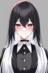 ai_generated black_uniform gentle housekeeper white_hair