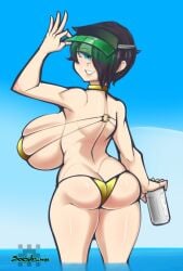 1girls big_breasts black_hair blue_eyes eyepatch_bikini gigantic_breasts hair_over_one_eye huge_breasts joeydrawss original_character saya_(twrlare) twrlare