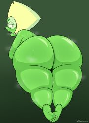 1girls ass barefoot big_ass blonde_hair bubble_butt cartoon_network dat_ass fat_ass feet female female_only gem_(species) green_skin huge_ass large_ass looking_at_viewer looking_back nude nude_female peridot_(steven_universe) solo steven_universe sweat thick_ass trenchgazer visor