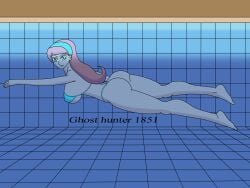 bare_legs bare_shoulders barefoot bikini bubble_ass bubble_butt commentary_request danny_phantom dat_ass g-string ghosthunter1851(artist) huge_ass huge_breasts jazz_fenton nickelodeon pool red_hair sideboob swimming swimming_pool thong thong_bikini underwater water