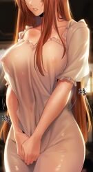 1girls artist_request brown_hair female female_only isekai manga middle_ages milf milf_hunting_in_another_world nightdress solo verdia verdia_(milf_hunting_in_another_world) webtoon