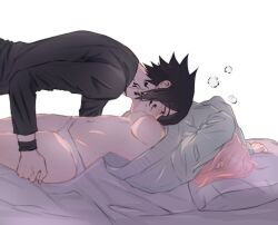 1boy 1girls black_hair breast_sucking breasts female foreplay haruno_sakura jyacira1 lifted_shirt male naruto naruto_(series) panties pink_hair sakura_haruno sasuke_uchiha sweatshirt uchiha_sasuke