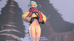 dialogue dick english_text femboy grusha_(pokemon) hips lifting_shirt male male_only penis pokemon pokemon_sv presenting snow solo source_filmmaker source_request