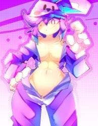 1girls brawl_stars breasts bunny_ears bunny_penny_(brawl_stars) clothed_female female female_only gloves koishiko_(artist) koisu_(artist) penny_(brawl_stars) purple_hair smile