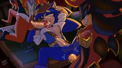 anal anthro aoibeast balls bodily_fluids bottomless clothed clothing dialogue fellatio furniture gay genital_fluids genitals group hi_res knuckles_the_echidna male male/male male_only on_table oral penile penis pirate precum sega sex shadow_the_hedgehog sonic_(series) sonic_the_hedgehog sonic_the_hedgehog_(series) speech_bubble spitroast table trio